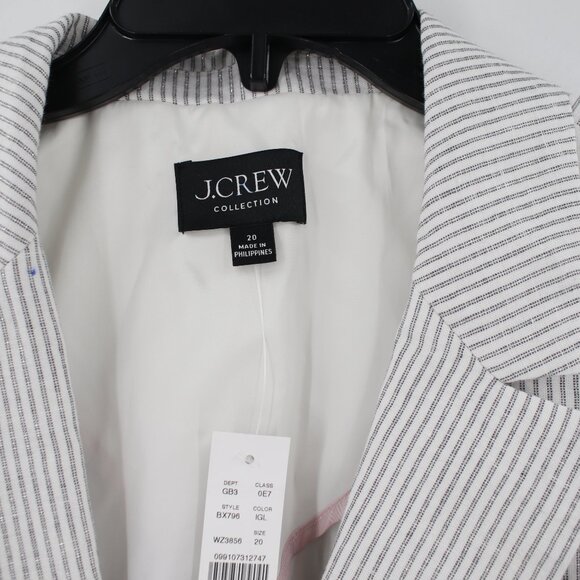 NWT J crew blazer womens 20 Collection tuxedo striped Italian linen metallic - Picture 3 of 15